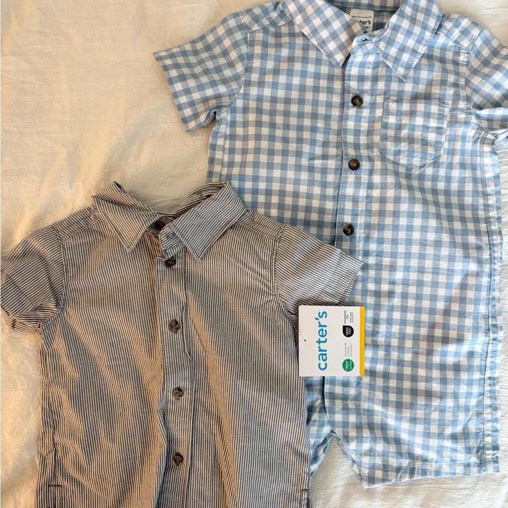 Carter's button up Shirt and Onesie outfit bundle Size 6 months